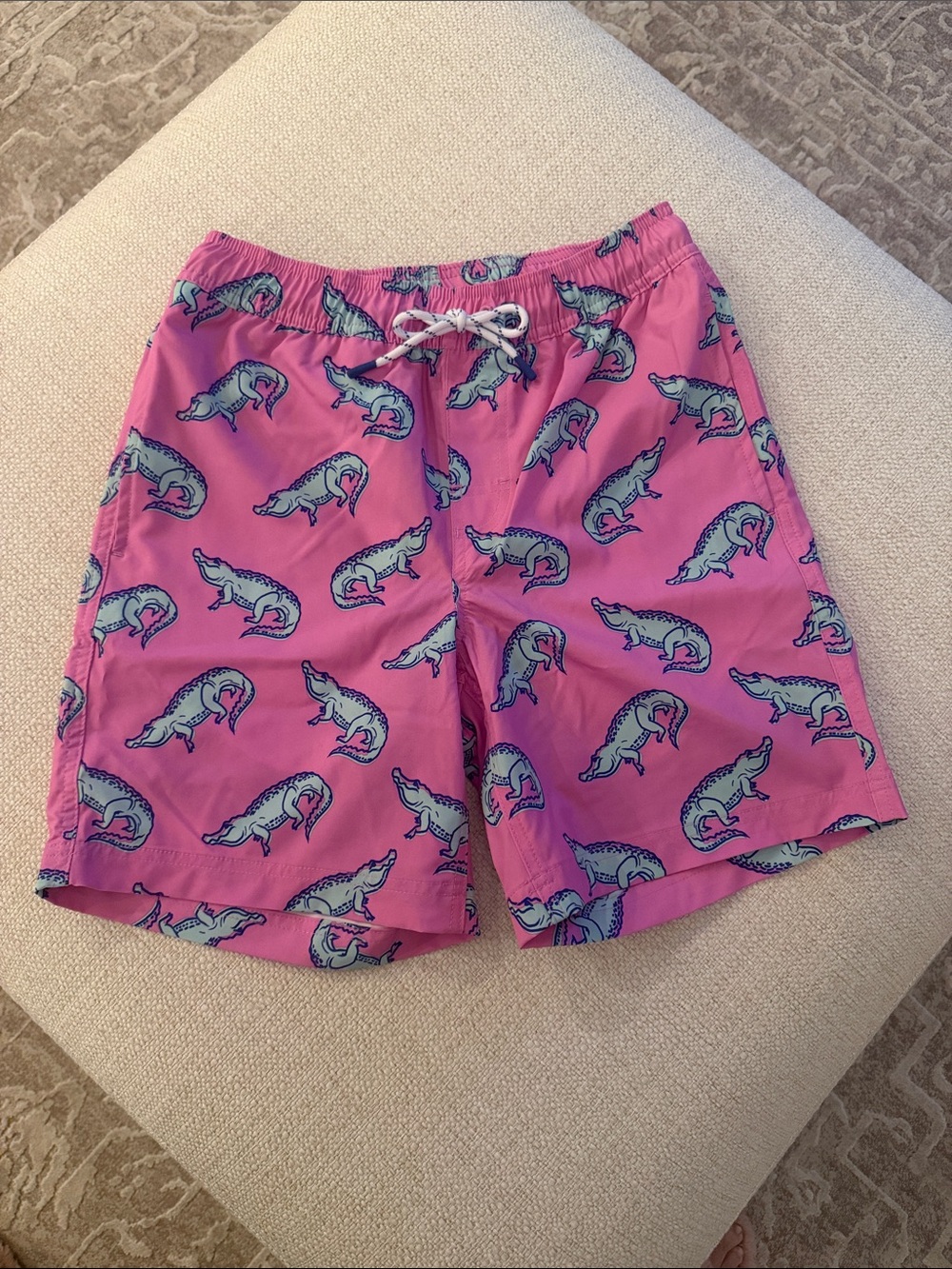 Men's Pink Alligator Print Swim Trunks